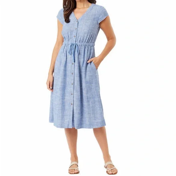 Briggs New York | Dresses | Briggs Womens Button Front Linen Blend Midi Dress | Poshmark Briggs New York | Dresses | Briggs Womens Button Front Linen Blend Midi Dress | Poshmark